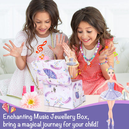 Homtibrm Musical Jewellery Box For Girls - Large Kids Jewellery Music Box with 2 Pullout Drawers & Unicorn Jewellery Set, Great Birthday Gifts for Girls Christmas Gifts (Pink Ballerina) 🍁 All In One Marketplace Canada