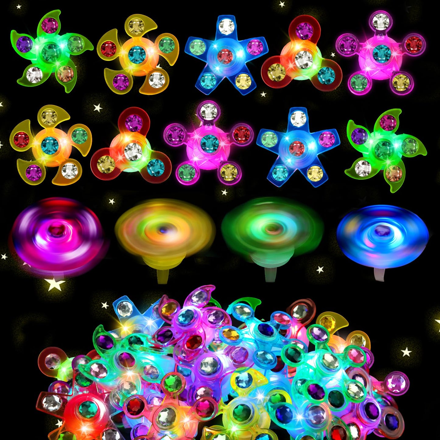 24PCS LED Light Up Fidget Spinner Rings Birthday Party Bag Fillers Glow Party Favors Bulk for Kids 4-8 8-12, Goodie Treat Bag Stuffers Pinata Fillers Carnival Prizes Classroom Treasure Box Toys - Available at All In One Marketplace Canada