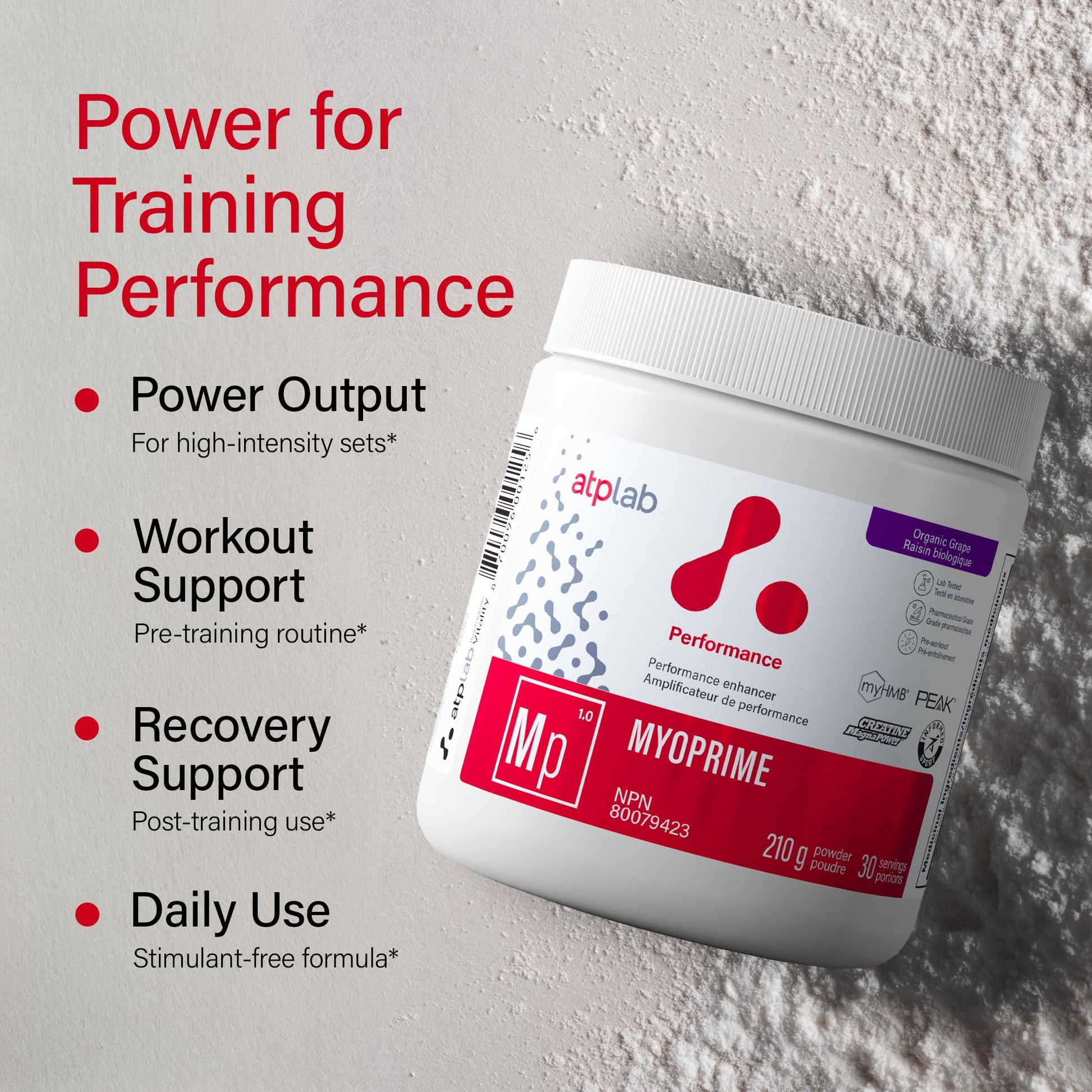 atplab Myoprime Creatine Monohydrate Powder, Creatine, Organic Grape, 210 g ATP LAB