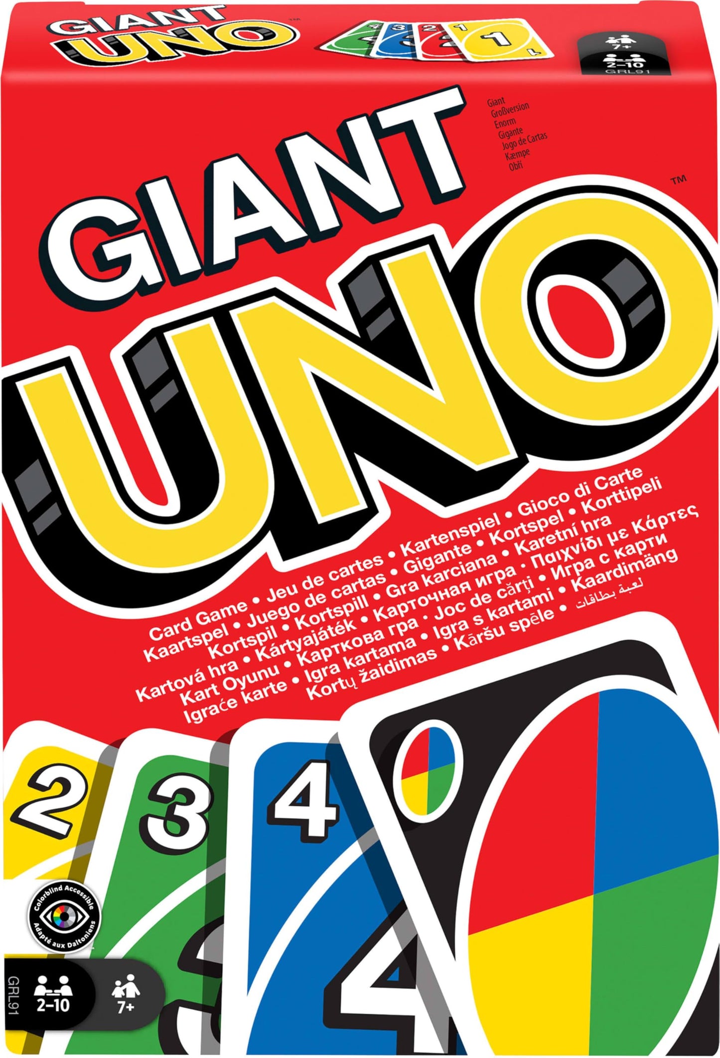 Mattel Games Jeu de Cartes UNO Géant pour Enfants, Adultes et Familles, Accessible aux Daltoniens et Jeu de Cartes Grand Format Personnalisable