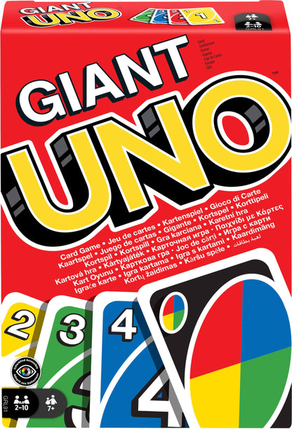 Mattel Games Jeu de Cartes UNO Géant pour Enfants, Adultes et Familles, Accessible aux Daltoniens et Jeu de Cartes Grand Format Personnalisable