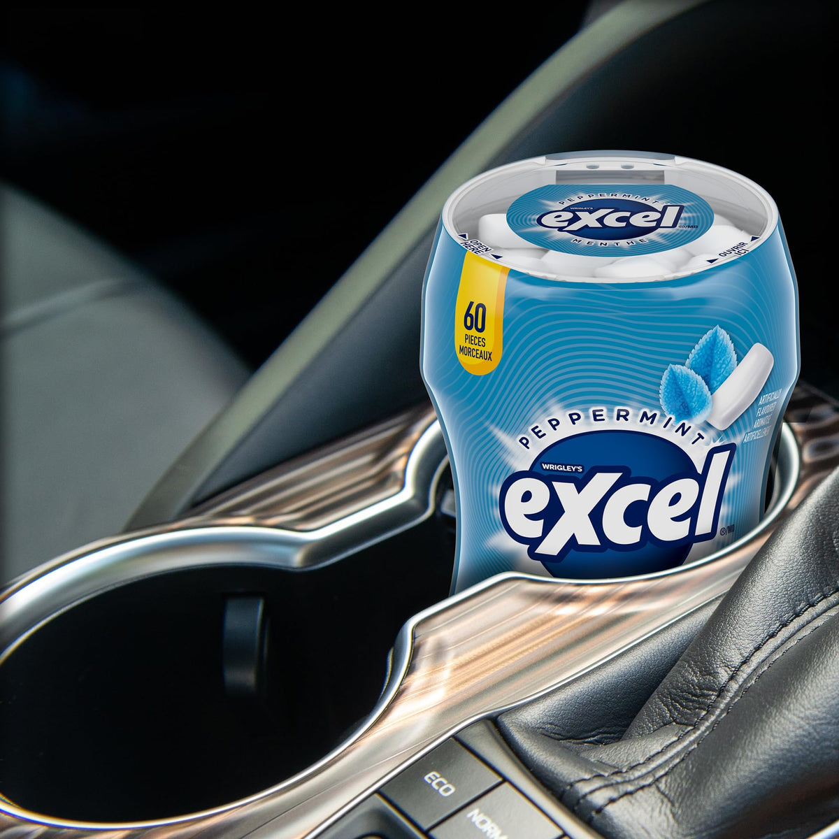 EXCEL, Peppermint Flavoured Sugar Free Chewing Gum, 60 Pieces, 6 Bottles
