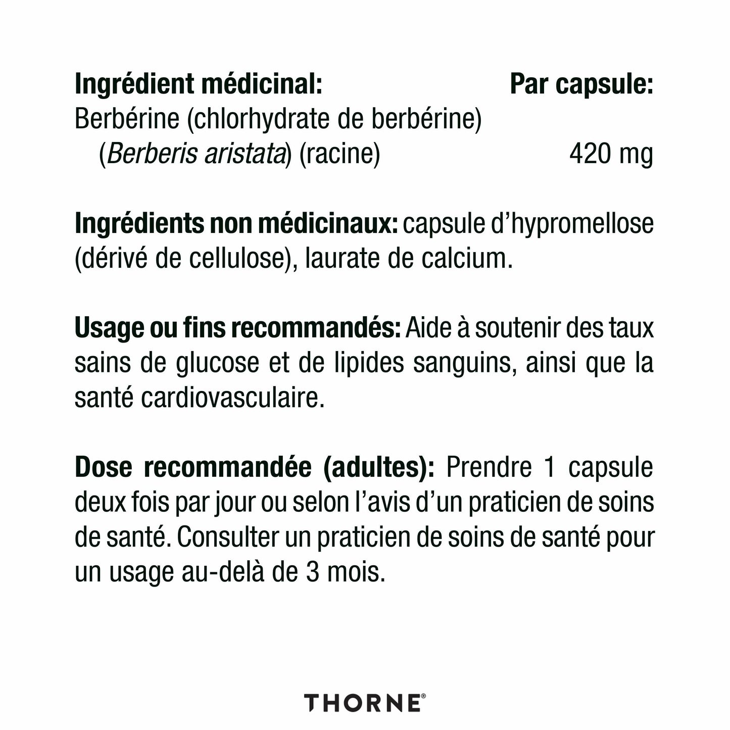 THORNE - Berberine-HP - Botanical Compound To Support Metabolism - 60 Capsules - 30 Servings - Available at All In One Marketplace Canada