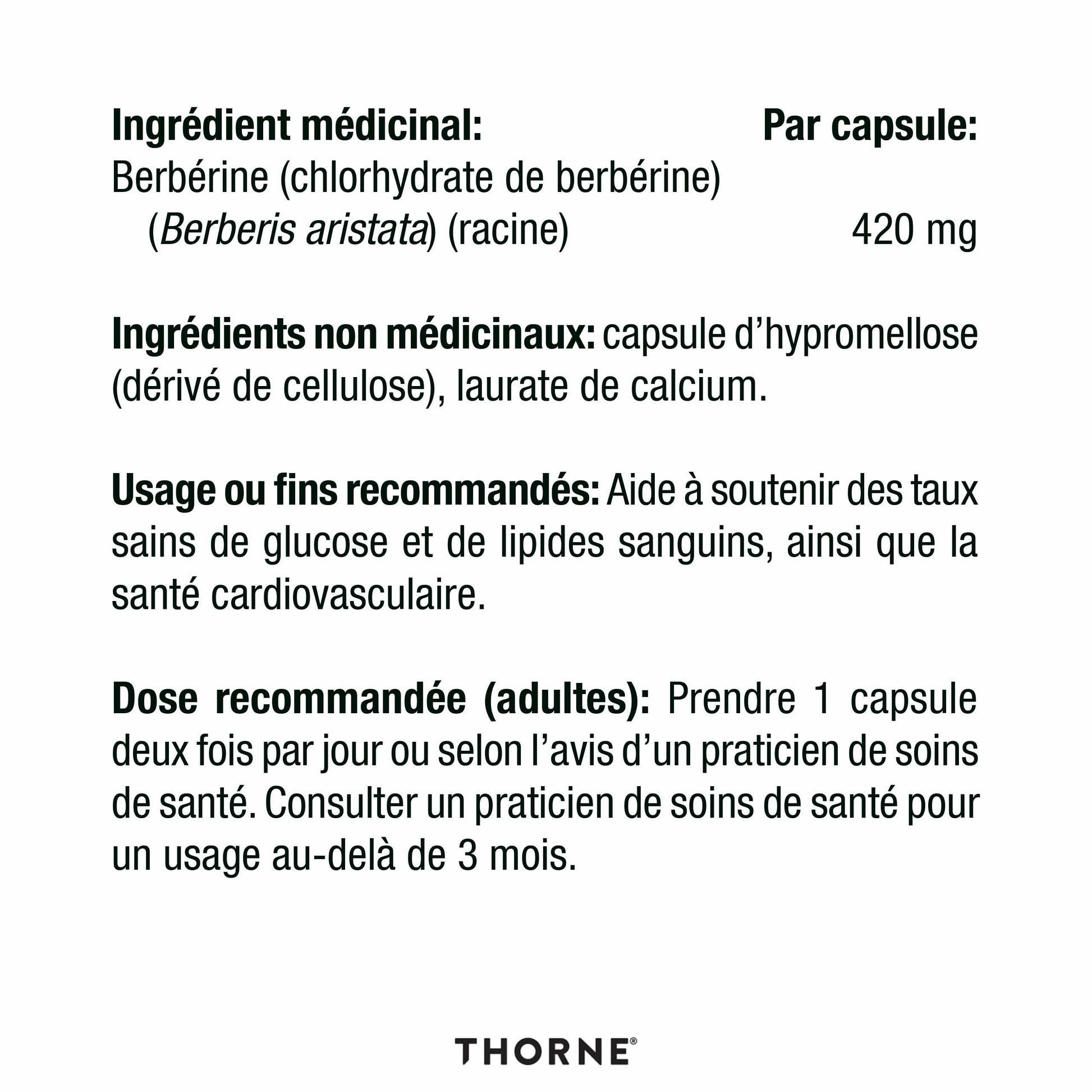 THORNE - Berberine-HP - Botanical Compound To Support Metabolism - 60 Capsules - 30 Servings - Available at All In One Marketplace Canada