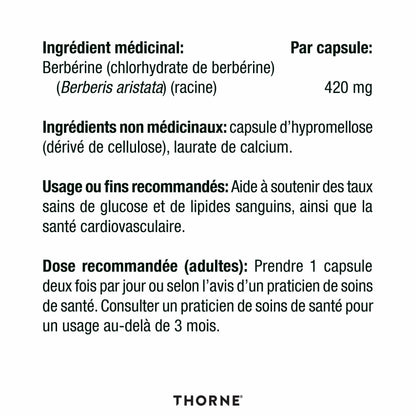 THORNE - Berberine-HP - Botanical Compound To Support Metabolism - 60 Capsules - 30 Servings - Available at All In One Marketplace Canada
