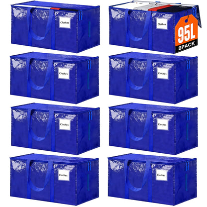 8 Pack Extra Large Heavy Duty Moving Bags,Blue Large Storage Bags with Lids,Moving Boxes with Zippers & Reinforced Handles,Storage Bins Packing Bags for College Dorm,Traveling,Christmas Decorations 🍁 All In One Marketplace Canada