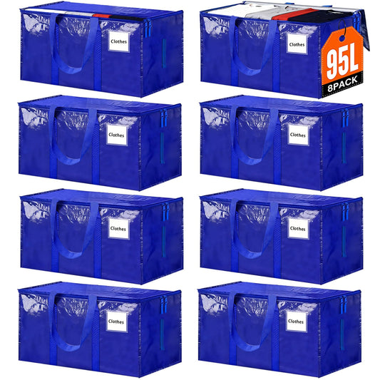 8 Pack Extra Large Heavy Duty Moving Bags,Blue Large Storage Bags with Lids,Moving Boxes with Zippers & Reinforced Handles,Storage Bins Packing Bags for College Dorm,Traveling,Christmas Decorations 🍁 All In One Marketplace Canada