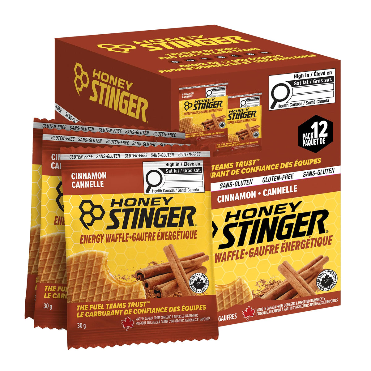 Honey Stinger Organic Gluten-Free Cinnamon Waffle | Energy Stroopwafel for Exercise, Endurance and Performance | Sports Nutrition for Home & Gym, Pre and Post Workout | Box of 12 Waffles, 30g