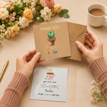 27 Teacher Thank You Cards 9 Classroom Designs with Gold Foil 15x15 cm - Available at All In One Marketplace Canada