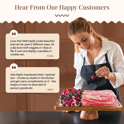 HOMESPHERE Acacia Wood Cake Stand with Lid - Rectangular Cake Holder, 2-in-1 Dessert Table Display Set & Charcuterie Board for Cheese, Chips, Fruit Platter, Large Acrylic Cake Dome Cover, No Glass 🍁 All In One Marketplace Canada