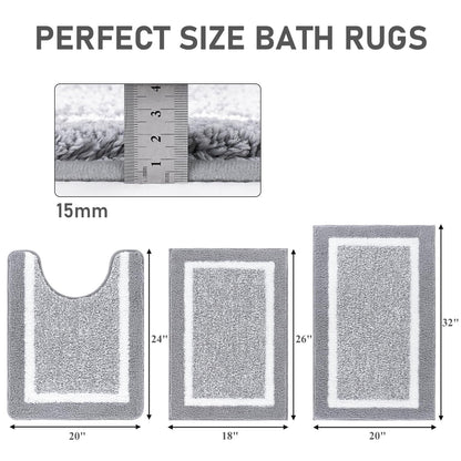Pauwer Bathroom Rugs Sets 3 Piece Non Slip Bathroom Shower Rugs with U-Shaped Contour Toilet Mat Absorbent Microfiber Plush Bath Mats Machine Washable Shaggy Bath Rugs Christmas Floor Mats Carpet 🍁 All In One Marketplace Canada