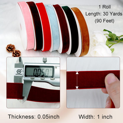 1 Inch Velvet Ribbon 30 Yards LVYOUIF Single Side Flocked Christmas Ribbon Roll for Gift Wrapping, Bouquets, Tree Bows, Holiday & Party Decoration Burgundy -240 🍁 All In One Marketplace Canada