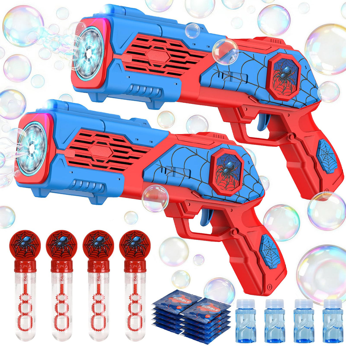 2PCS Bubble Gun for Kids, Spider Bubble Machine Gun with 4 Bubble Solution, Outdoors Toy, Easter, Halloween, Christmas, Party Favors, Birthday Gifts for Boys & Girls Ages 3 4 5 6 7 8 🍁 All In One Marketplace Canada