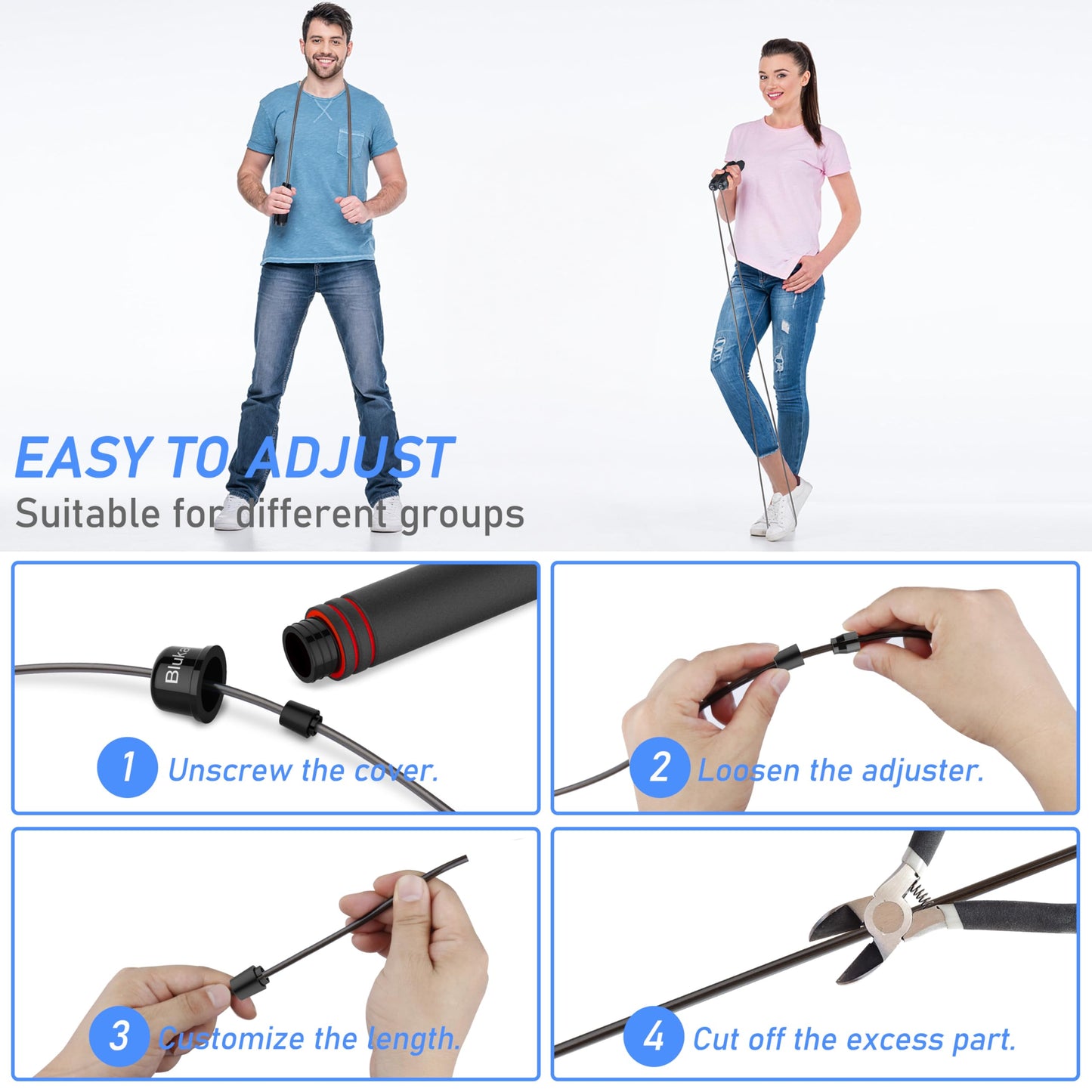 Blukar Jump Rope, Speed Skipping Jumping Rope Tangle-free Adjustable