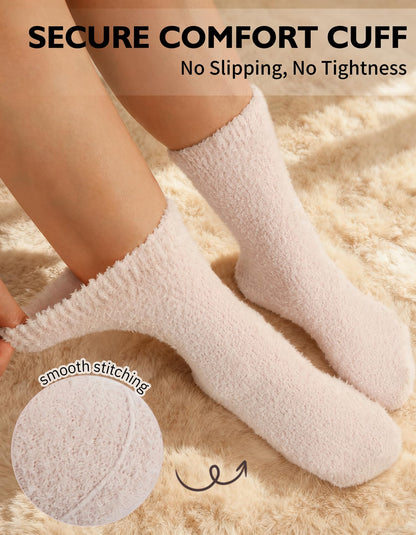 CLOSEMATE Womens Fuzzy Calf Socks, Cozy Cloud Socks Gift Box Set, 3 Pairs 🍁 All In One Marketplace Canada