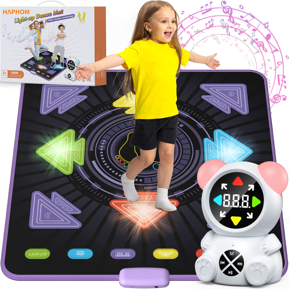 HAPHOM Dance Mat for Kids, Rechargeable Dance Mats for Girls and Boys, Light-up Dancing pad Game with Wireless Bluetooth, Christmas Birthday Gifts Ideas for 3 4 5 6 7 8 9 10 11 12 Year Old Kids 🍁 All In One Marketplace Canada