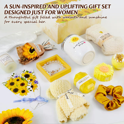 ElatedMore Sunflower Gift Basket for Women,14-Piece Self Care Gift Set 🍁 All In One Marketplace Canada