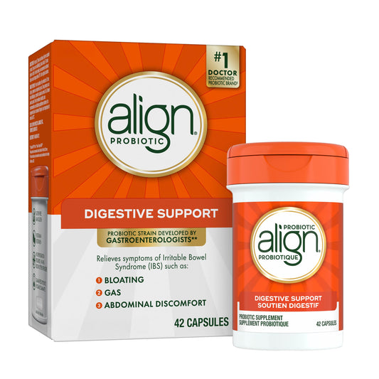 Align Probiotic Digestive Support, IBS Symptom Relief: Gas, Abdominal Discomfort, Bloating, Helps Healthy Intestinal Flora for Women & Men, 42 Capsules