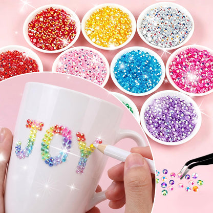 44000 Pcs Resin Jelly Rhinestones Bedazzling Kit - 48 Colors 3mm Flatback Gems for Diamond Art - Bedazzle Kit with 3 Pcs Glue for Nail Art Crafting Makeup - Available at All In One Marketplace Canada