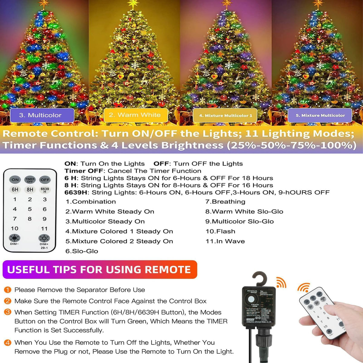 Tcamp 262FT 800 LED Color Changing Christmas Tree Lights Outdoor Indoor 🍁 All In One Marketplace Canada