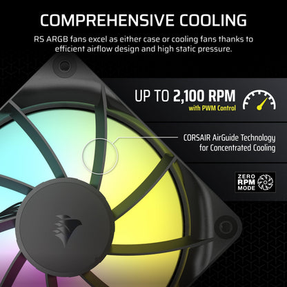 CORSAIR RS120 ARGB 120mm PWM Fans – Daisy-Chain Connection – Low-Noise – Magnetic Dome Bearing – Triple Pack – Black 🍁 All In One Marketplace Canada