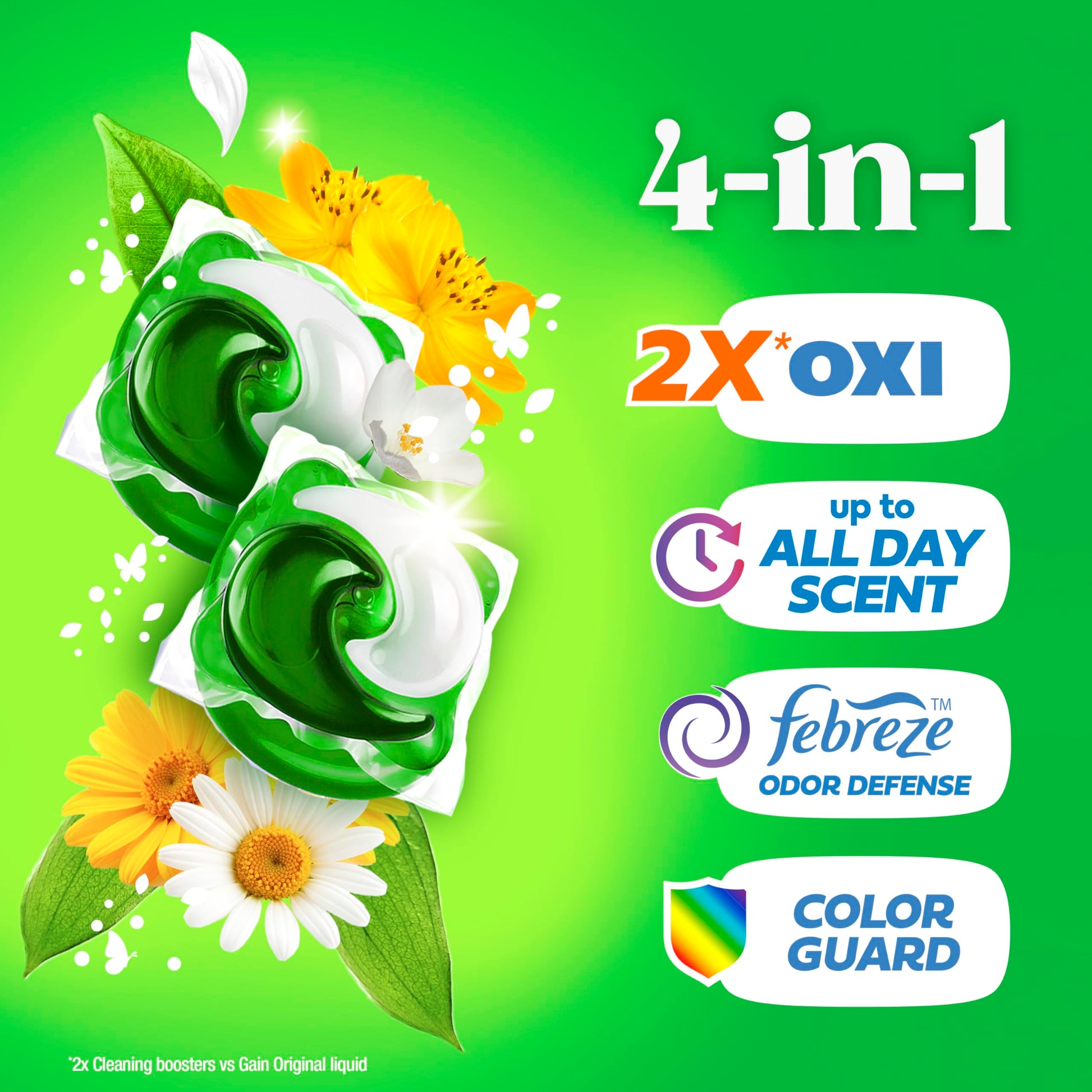 Gain Flings Laundry Detergent Pacs, 76 Count, Original Scent, with Odor Defense, concentrated laundry soap pacs - Available at All In One Marketplace Canada