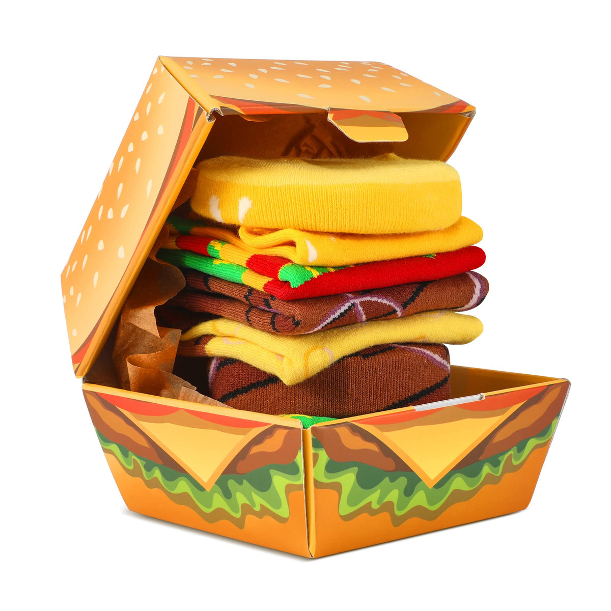 Funny Burger Socks Box, 2 Pairs Novelty Food Gifts for Men Women Teens Dad 🍁 All In One Marketplace Canada