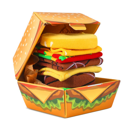 Funny Burger Socks Box, 2 Pairs Novelty Food Gifts for Men Women Teens Dad 🍁 All In One Marketplace Canada