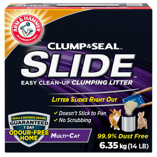 Arm & Hammer Slide Clumping Cat Litter, Multi-Cat Clay, Effortless Clean, 7-Day Odour Control, Dust-Free, Low-Tracking, Rock-Hard Clumps, Baking Soda Power, 6.4 kg