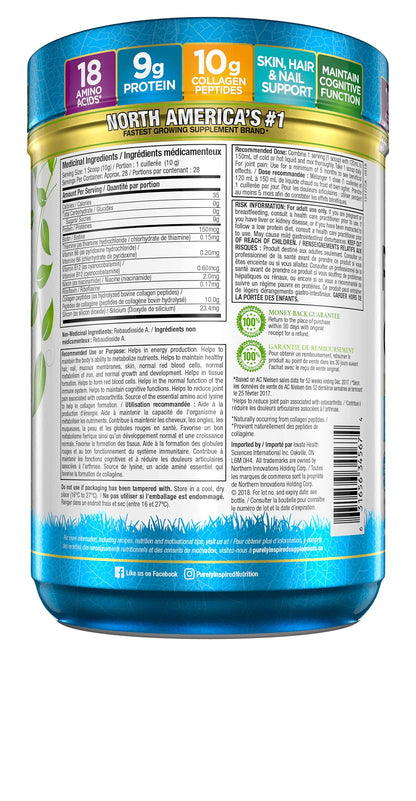 Purely Inspired Collagen Peptides Powder for Women & Men (Unflavoured) - Paleo & Keto-Friendly Supplement for Healthy Skin & Hair - Grass-Fed & Pasture Raised - 282g, 28 Servings (Pack of 1) - Available at All In One Marketplace Canada