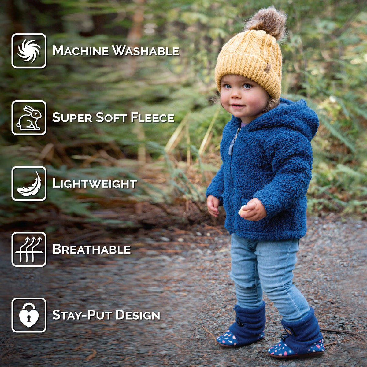 Jan & Jul Stay-Put Cozy Fleece Booties for Babies (Winter Flowers, S) 🍁 All In One Marketplace Canada