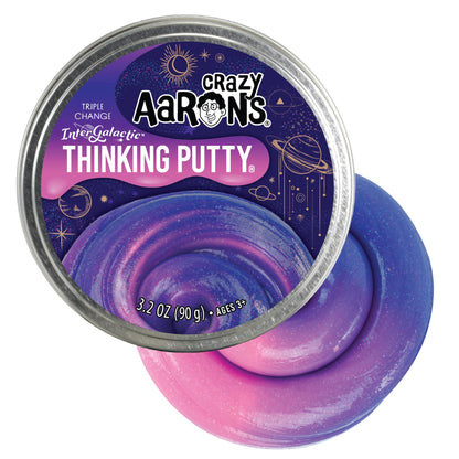 Crazy Aaron's Intergalactic Triple Color Changing Thinking Putty - 4" Tin Stress and Anxiety Reducing - Non-Toxic Sensory Play Putty - Never Dries Out - Creative Toy for Kids and Grown ups Crazy Aaron's