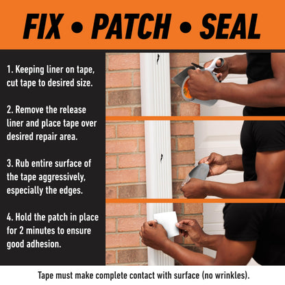 Gorilla Waterproof Patch & Seal Tape, Heavy-Duty, Instantly Seals, Works Underwater, Indoor/Outdoor, Flexible Permanent Bond, 4 in x 10 ft, White