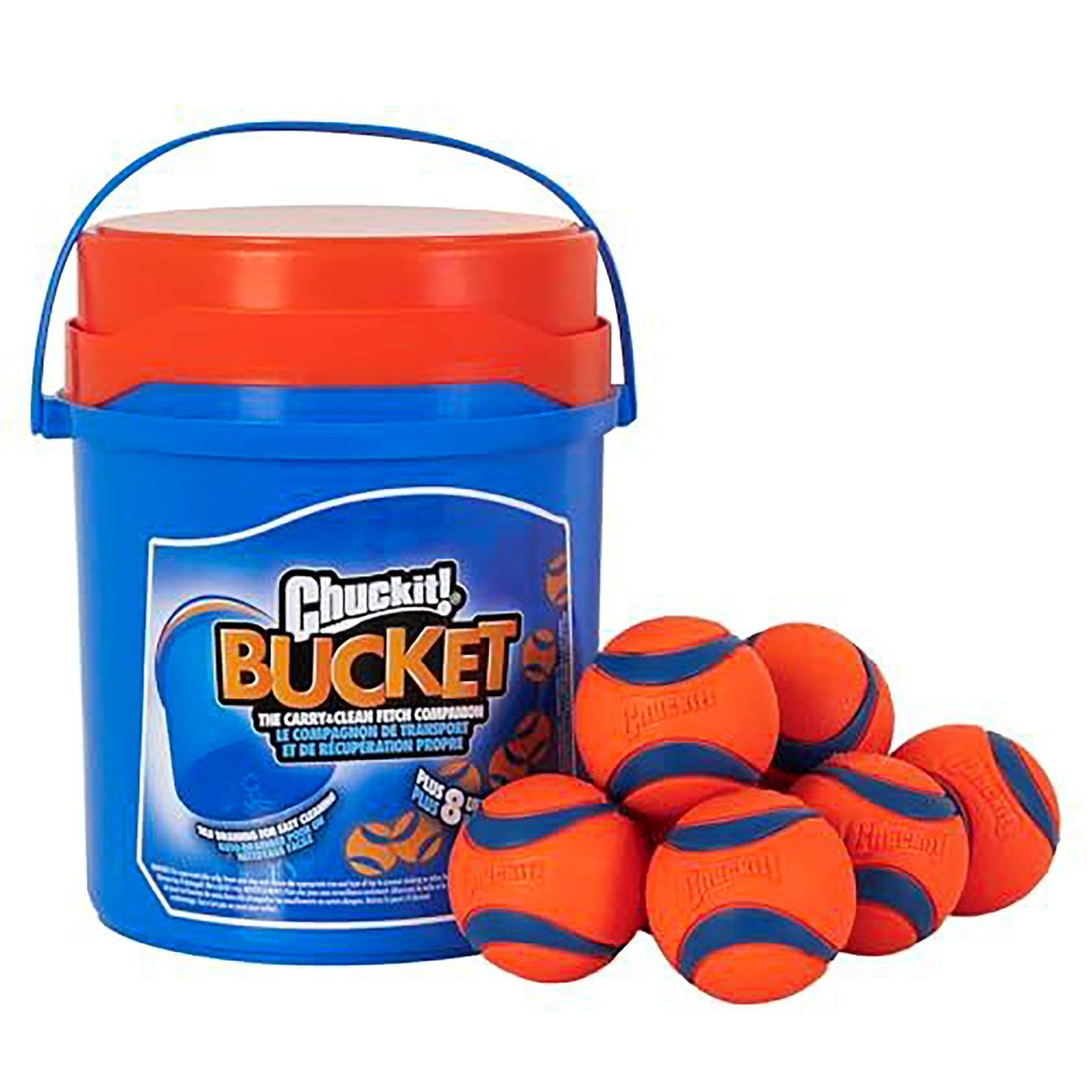 Chuckit! Ultra Ball Fetch Toy for Dogs, Medium Size 8 Pack with Cleaning Bucket Chuckit!