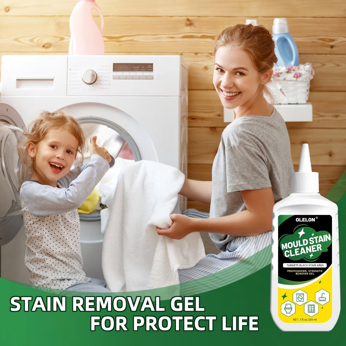 Mold Remover Gel for Washing Machine Cleaner and Tile Grout Cleaner