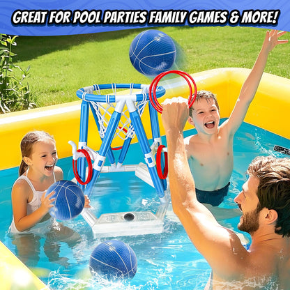 Pool Basketball Hoop Toys, Inflatable Water Basketball Game Pool, Pool Floaties Basketball Hoop Toy Outdoor Toys for Kids Boys Aged 4-18 and Adults (L) - Available at All In One Marketplace Canada