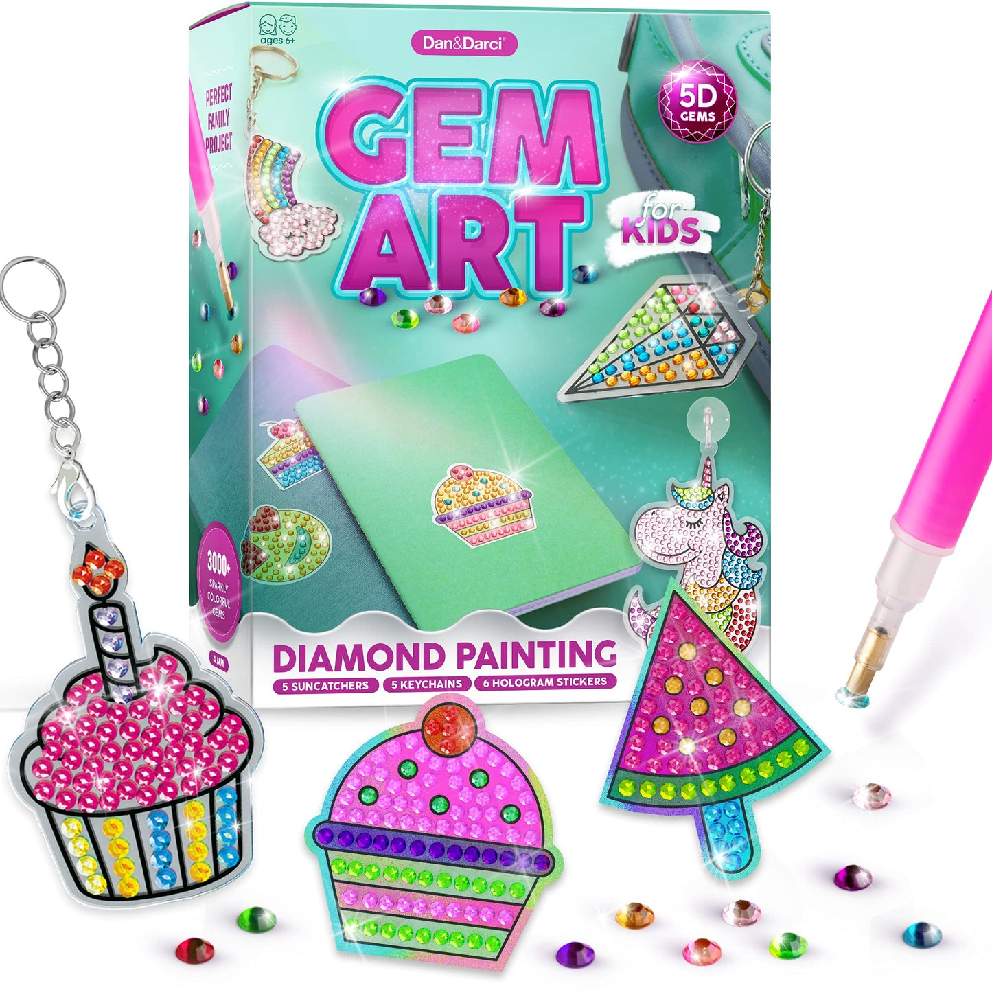 Gem Diamond Painting Kit for Kids - Arts and Crafts for Girls & Boys Ages 6-12 - Craft Kits Art Set - Supplies for Painting - Best Tween Paint Easter Gift Ideas for Kids Activities Age 6 7 8 9 10