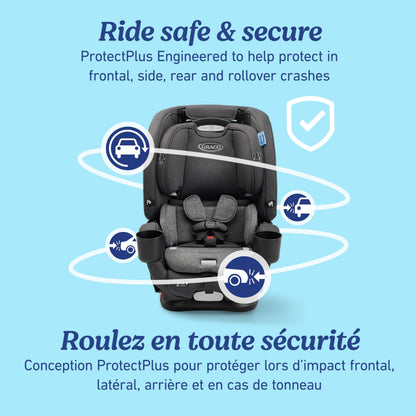 Graco 4Ever DLX Grad 5-in-1 Convertible Car Seat | Versatile, Comfortable, and Safe for Babies through Preteens | 1.8-54 kg (4-120 lb) | Harrison