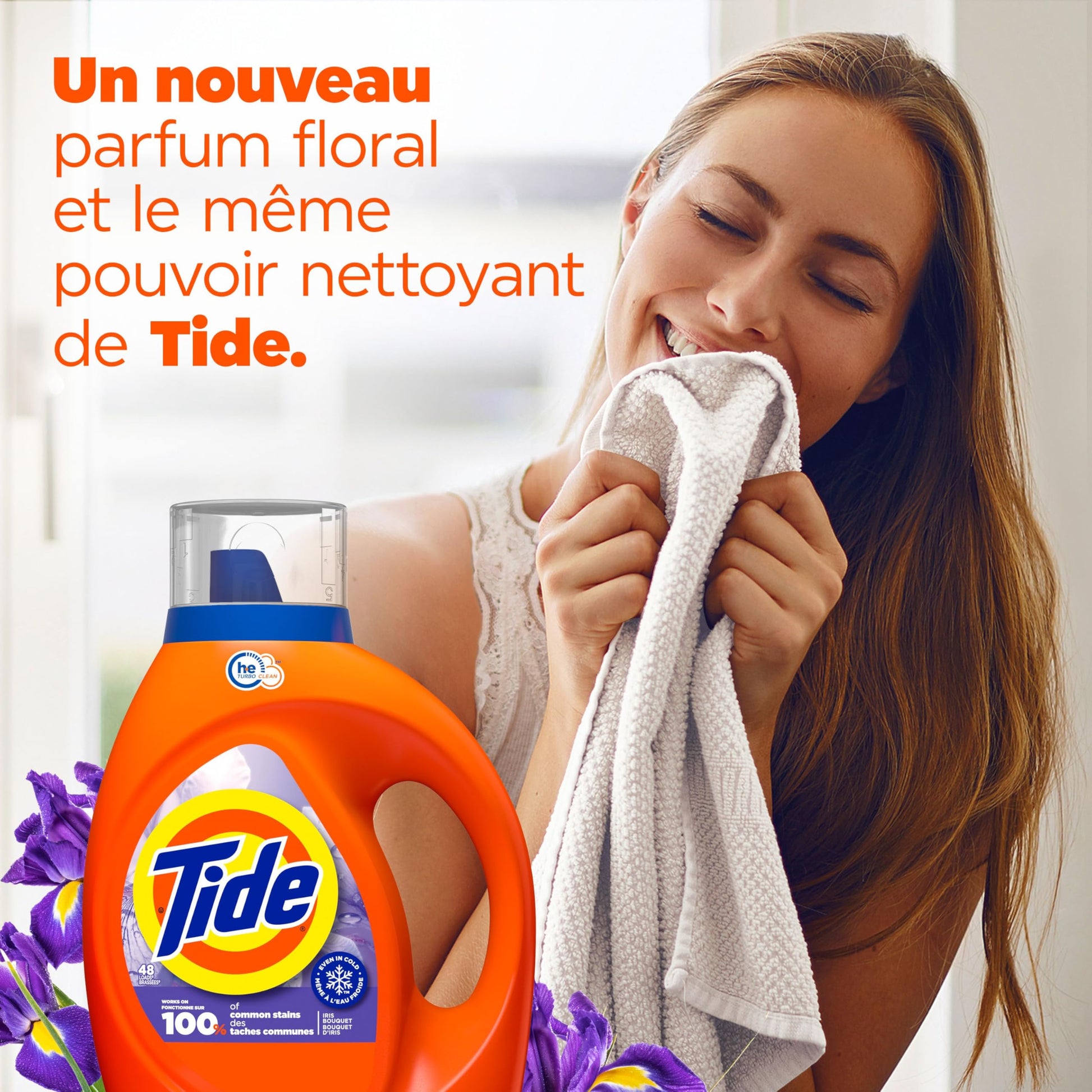 Tide Liquid Laundry Detergent, Iris Bouquet Scent, HE Compatible, Cold Water Clean Liquid Detergent, 1.86 Litres, 48 Loads Tide