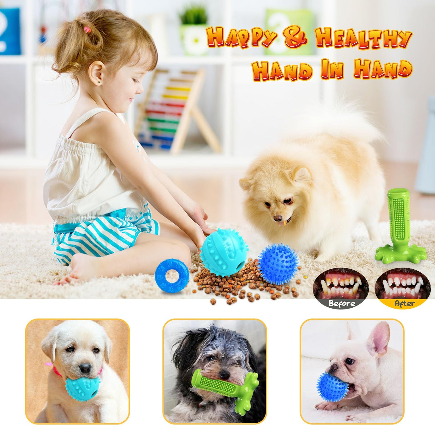 KIPRITII Dog Toys for Puppy Teething - 23 Pack Puppy Teething Toys for Boredom, Pet Dog Toothbrush Dog Toys with Rope Toys, Dog Treat Ball and More Squeaky Toy for Puppies and Small Dogs - Available at All In One Marketplace Canada