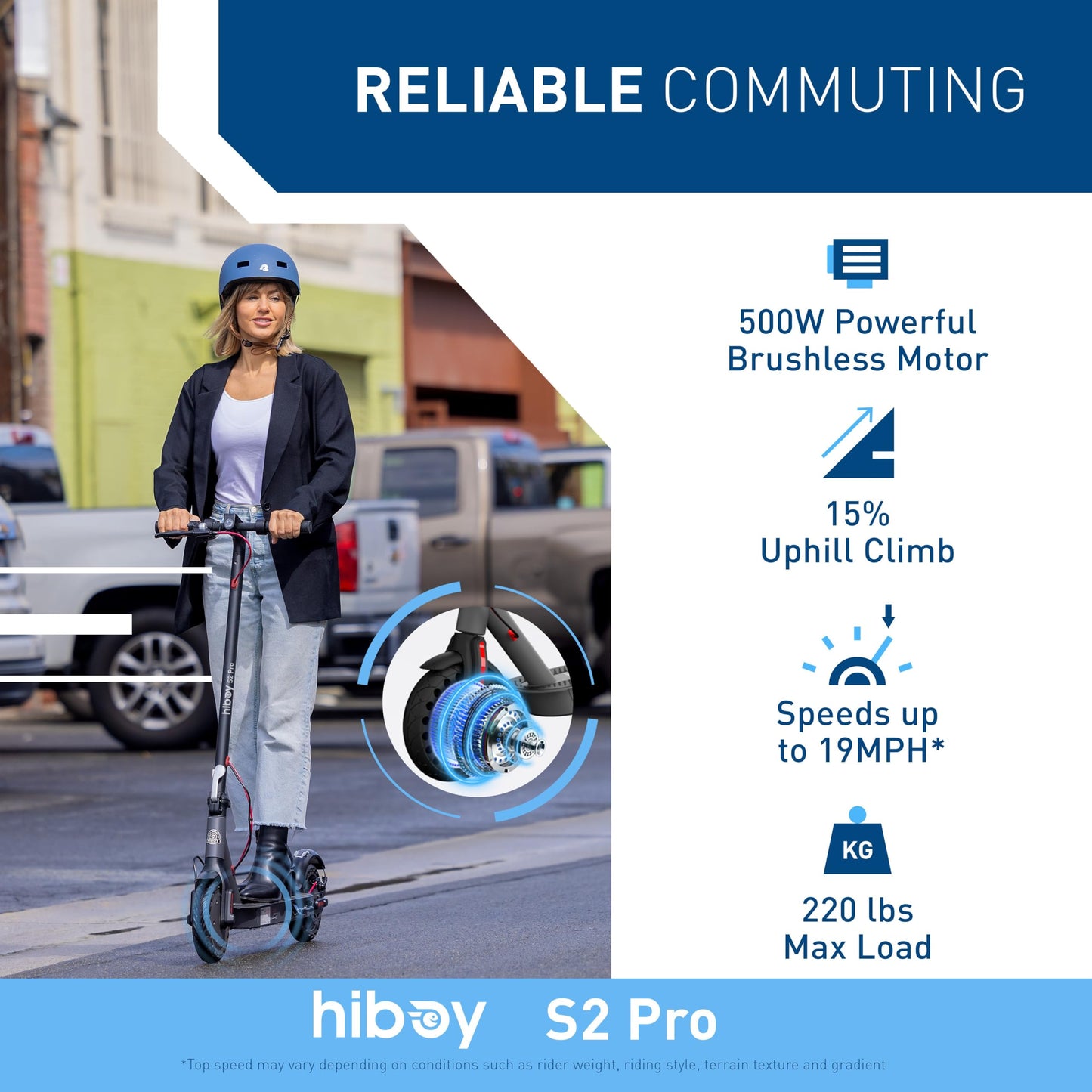 Hiboy S2 Pro Electric Scooter, 500W Powerful Motor, 10" Solid Tires, 25Miles/40KM Range & 19Mph/30 KPH Folding Commuter Electric Scooter for Adults 🍁 All In One Marketplace Canada