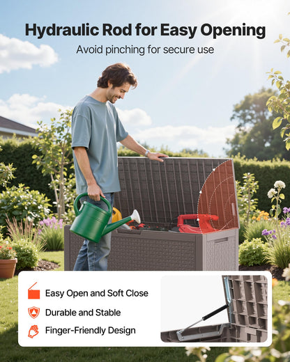 VEVOR Outdoor Storage Box, 100 Gallon Resin Deck Box, Backyard Outside Toy and Towel Storage Cabinet Waterproof, for Patio Furniture Cushions, Garden Tools, Pool Supplies & Package Delivery 🍁 All In One Marketplace Canada