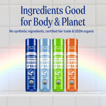 Dr. Bronner's - Organic Lip Balm (Peppermint, 4g, 6-Pack) - Made with Organic Beeswax and Avocado Oil, For Dry Lips, Hands, Chin or Cheeks, Jojoba Oil for Added Moisture, Cooling and Hydrating 🍁 All In One Marketplace Canada
