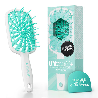 FHI Heat UNbrush Plus — Curly Hair Brush for Gentle & Effective Detangling on Wet or Dry Fragile Hair Types — Detangler Brush w/ 84 UltraFlex Bristles, Ultra-light, Vented, Anti Static Hairbrush FHI Heat