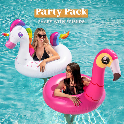 JOYIN 2-Pack Flamingo Unicorn Pool Float - Fun Beach Floaties, Inflatable Swimming Pool Tubes Party Toys, Lake Beach Floaty Swim Rings Summer Pool Raft Lounger for Adults & Kids - Available at All In One Marketplace Canada