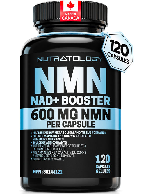 Nutratology® NMN Supplement - 1200 mg Per Serving - NAD+ Booster - Made In Canada - Premium 99% Purity - Protects Cellular Health & Supports Healthy Aging - 120 Capsules