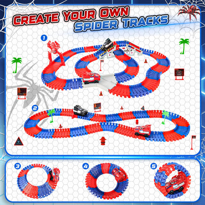 Spider Race Track Toys for Boys 4-6 with 2 Electric Spider Cars (212PCS) 🍁 All In One Marketplace Canada