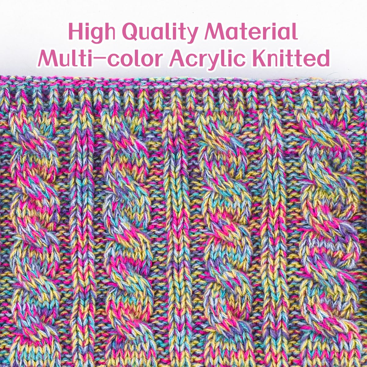 KIRAAT Kids Winter Pom Beanie Hat Scarf Gloves Set,Toddler Girls Boys Warm Knitted Fleece Lining Slouchy Cap for 3-10 Years Rainbow 🍁 All In One Marketplace Canada