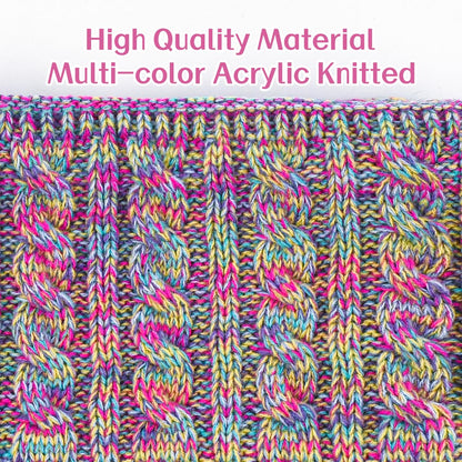 KIRAAT Kids Winter Pom Beanie Hat Scarf Gloves Set,Toddler Girls Boys Warm Knitted Fleece Lining Slouchy Cap for 3-10 Years Rainbow 🍁 All In One Marketplace Canada