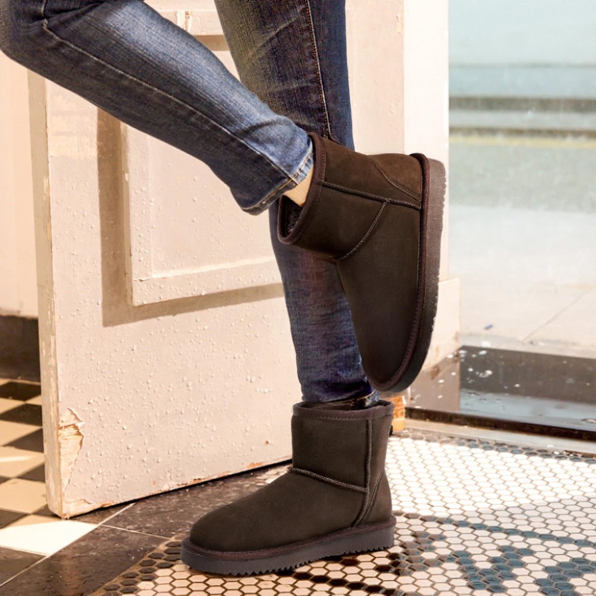 DREAM PAIRS Women's Ankle Winter Snow Boots Genuine Suede,Brown,9 🍁 All In One Marketplace Canada
